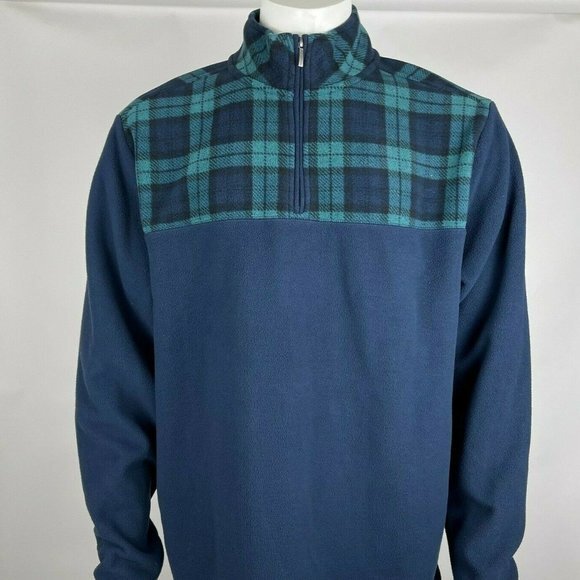 Brooks Brothers 1/2 Zip Fleece Pullover Sweater Long Sleeve Blue Mens XL EUC - Picture 1 of 15